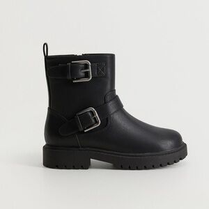 NWOT. Mango Kids Black Buckle Boots. Size 4,5.